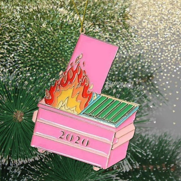 Dumpster Fire Christmas Ornament Christmas Tree Wooden Pendants Individuality